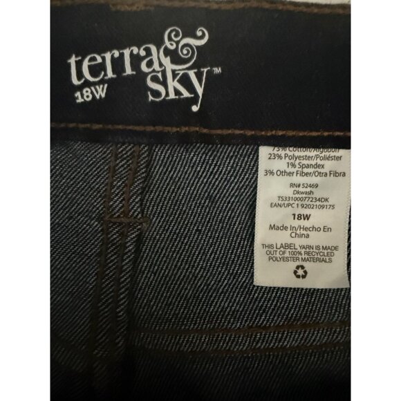 Terra & Sky Vintage Crop Bootcut Jeans Womens Plus Size 18W Dark Wash High Rise - Picture 7 of 7